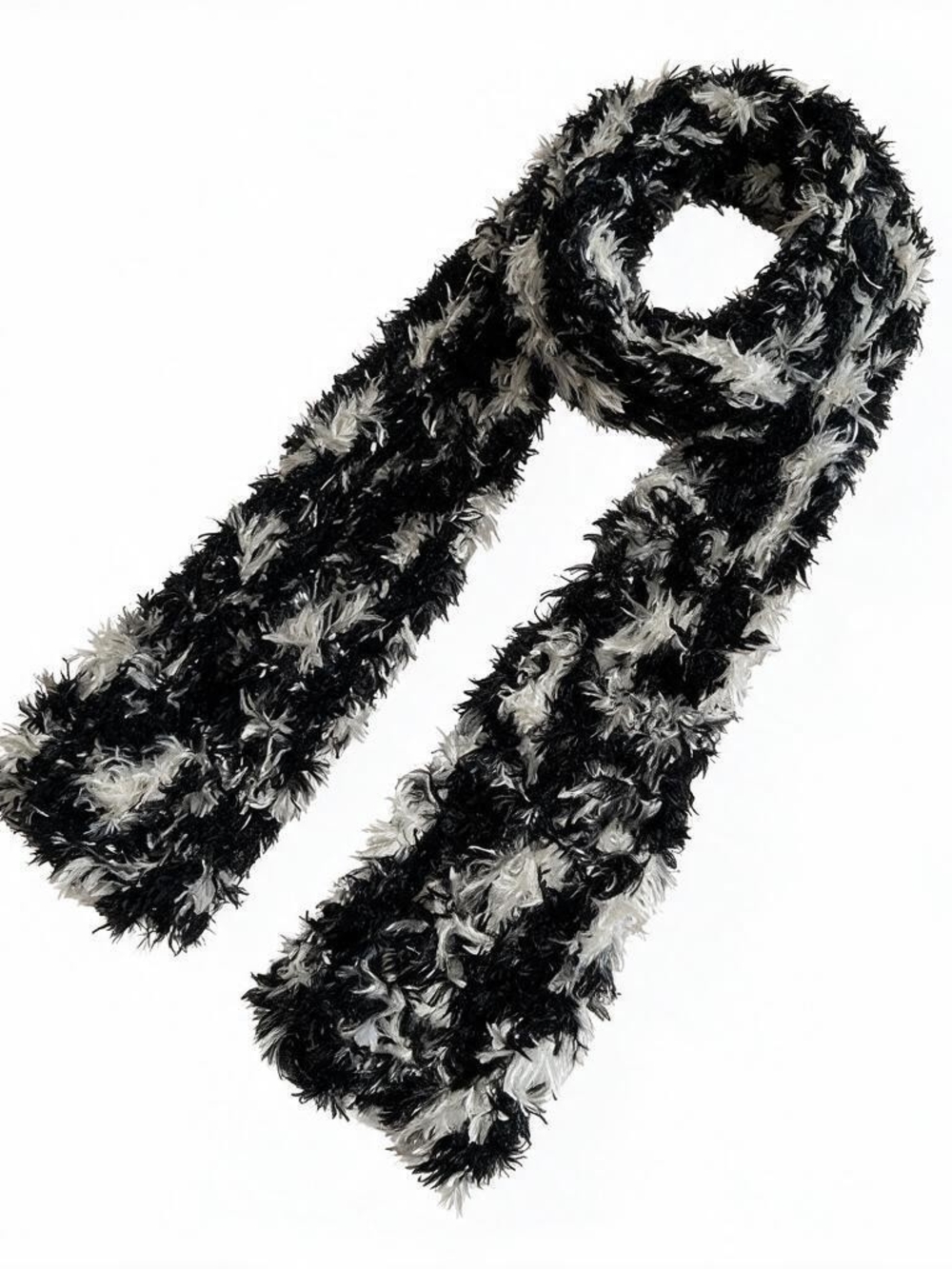 Black & White Fuzzy Women's Scarf